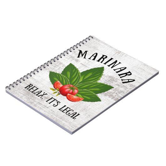 マリナリラックスラリーガルバジルトマトのフードユーモア ノートブック (左側)