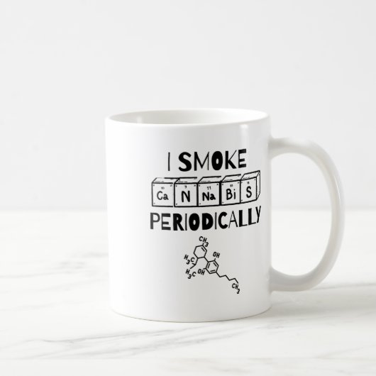 マリファナ好きのための面白い元素表 サイエンスTシャツ コーヒーマグカップ (右)