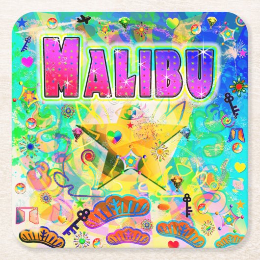 マリブエポックアワーコースター スクエアペーパーコースター (正面)