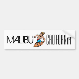 マリブカリフォルニアのサーファーの漫画のバンパーステッカー バンパーステッカー