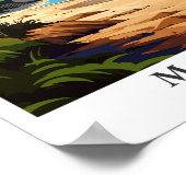 マリブカリフォルニアアートヴィンテージトラベルイラストレーション ポスター (角)