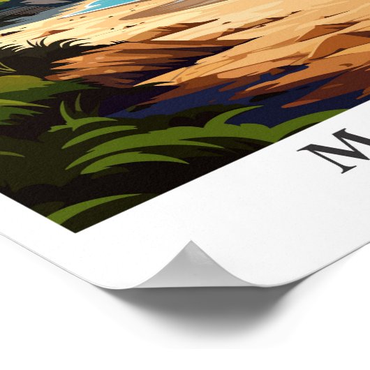 マリブカリフォルニアアートヴィンテージトラベルイラストレーション ポスター (角)