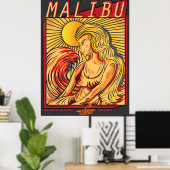 マリブカリフォルニアサーフブレイクサーフィン ポスター (ホームオフィス)