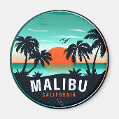 マリブカリフォルニアレトロサンセットトロピカルデリディース マグネット (正面)