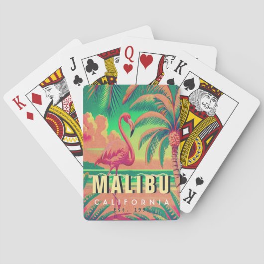 マリブカリフォルニアレトロフラミンゴ1950年代のお土産 トランプ (裏面)