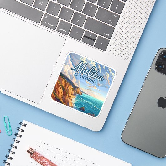 マリブカリフォルニアロサンゼルスエルマタドールビーチ シール (ノートパソコンとiPhone)
