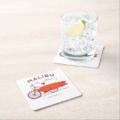 マリブカリフォルニアヴィンテージビーチサーフィンサーフ スクエアペーパーコースター (インサイチュ)