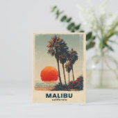 マリブカリフォルニアヴィンテージ旅行ポスター シーズンポストカード (スタンド正面)