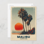 マリブカリフォルニアヴィンテージ旅行ポスター シーズンポストカード (正面/裏面)
