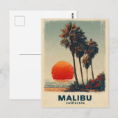 マリブカリフォルニアヴィンテージ旅行ポスター ポストカード (正面/裏面)