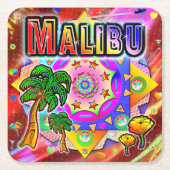 マリブトロピカルフレンズコースター スクエアペーパーコースター (正面)