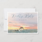 マリブドルフィンサンセットビーチウォーター結婚カラー 出欠カード (正面)