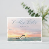 マリブドルフィンサンセットビーチウォーター結婚カラー 出欠カード (スタンド正面)