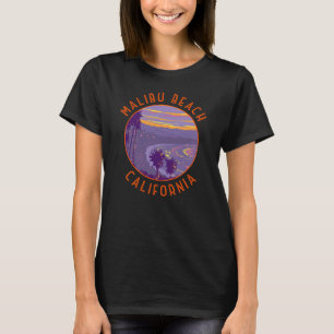 マリブビーチカリフォルニアトラベルアートヴィンテージ Tシャツ