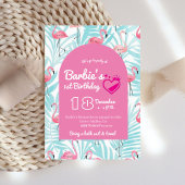 マリブビーチドールピンクとブルーの誕生日パーティー 招待状