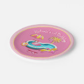 マリブビーチドールレトロ誕生日プールパーティー ペーパープレート (アングル)