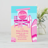 マリブビーチドールレトロ誕生日プールパーティー 招待状 (スタンド正面)