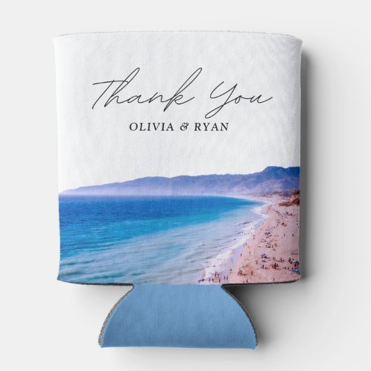 マリブビーチ結婚式の好意カスタム 缶クーラー (裏面)