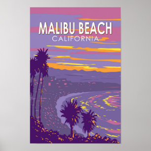 マリブビーチ カリフォルニア 旅行 アート ヴィンテージ ポスター