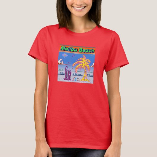 「マリブビーチ」サーファー・シャツ Tシャツ (正面)
