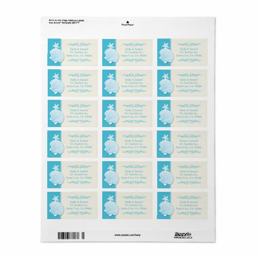 マリブブルービーチ結婚シェルのアドレス ラベル (フルシート)