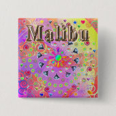 マリブラッキーゴールデンボタン 缶バッジ (正面)