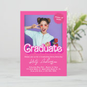 マリブレトロピンクドール卒業招待状 招待状 (スタンド正面)