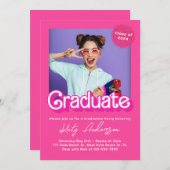 マリブレトロピンクドール卒業招待状 招待状 (正面/裏面)