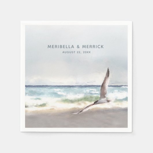 マリブ海テルンコースタルウォーター結婚カラー スタンダードカクテルナプキン (正面)