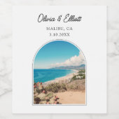 マリブ結婚式の引き出物 パーソナライズされた ワインラベル (シングルラベル)