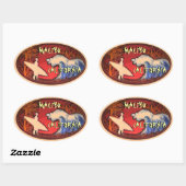 マリブ・カリフォルニアのピーチサーファー波アートステッカー 楕円形シール (シート)