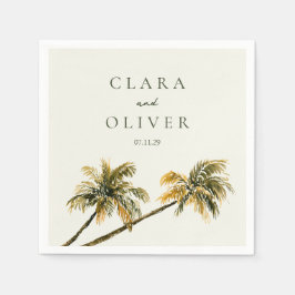 マリブ パームコースト トロピカル サンセット ビーチ ウェディング スタンダードカクテルナプキン