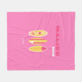 マリブ、マリブビーチ、カリフォルニア名門私立校風の、ピンク フリースブランケット (正面(横))