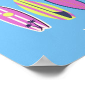 マリブ、マリブビーチ、トロピカル名門私立校風の、ブルー ポスター (角)