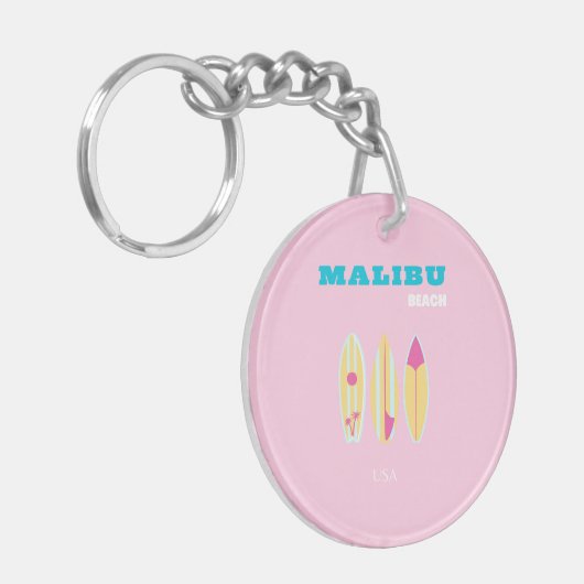 マリブ、マリブビーチ、名門私立校風のガール名門私立校風の、ピンク キーホルダー (正面左)