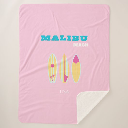 マリブ、マリブビーチ、名門私立校風のガール名門私立校風の、ピンク シェルパブランケット (正面)