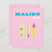 マリブ、マリブビーチ、名門私立校風のガール名門私立校風の、ピンク シーズンポストカード (正面/裏面)