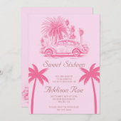 マリブSweet sixteen誕生会 招待状 (正面/裏面)