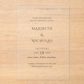 マリベスエレガントモダンウェディングの日付を保存 アクリル招待状 (正面)