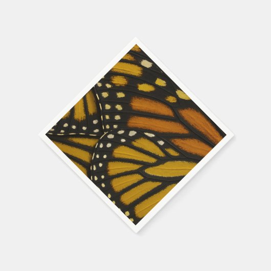 マリポサオレンジイエローモナークチョウの羽 スタンダードカクテルナプキン (角)