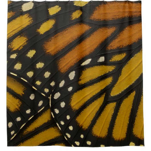 マリポサオレンジ&イエロー（昆虫）オオカバマダラ、モナークバタフライウィング シャワーカーテン (正面)