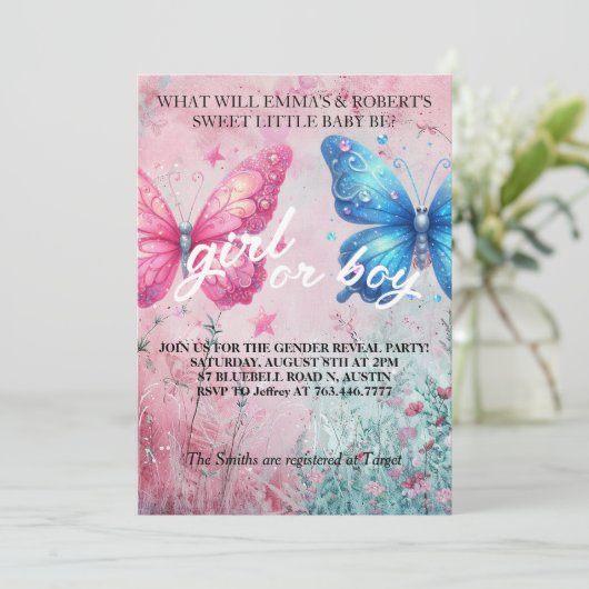 マリポサマージェンダーリビールパーティの招待状 招待状 (スタンド正面)