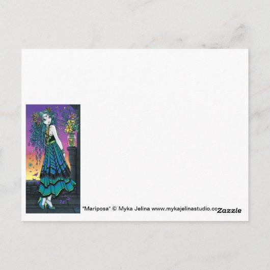 マリポサレインボーバタフライフラワーフェアリーハガキ ポストカード (裏面)