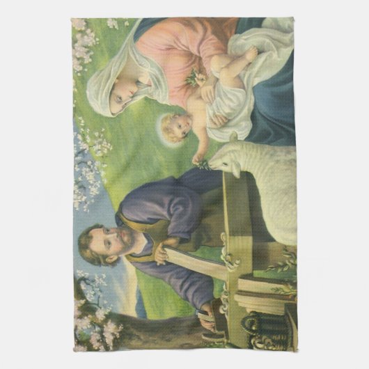 マリヤとベビー・イエスとのヨセフのワークショップ キッチンタオル (縦)