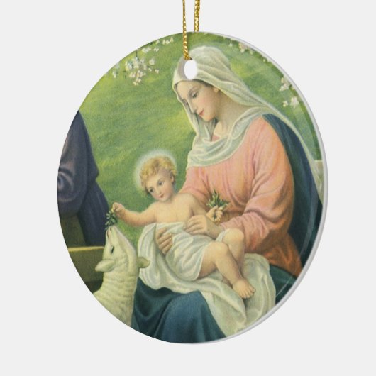 マリヤとベビー・イエスとのヨセフのワークショップ セラミックオーナメント (左)