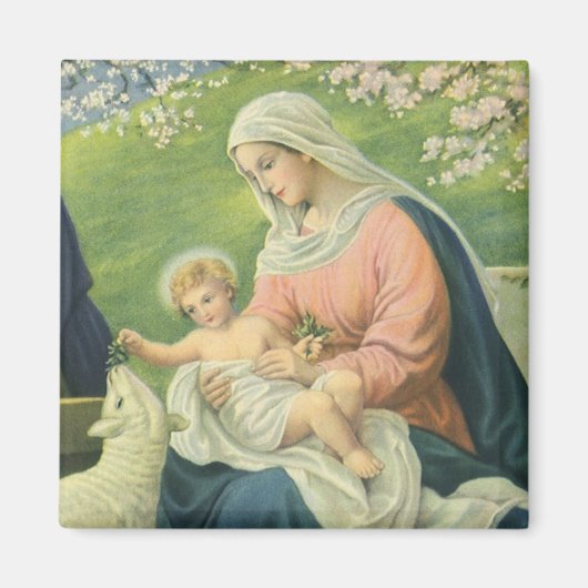 マリヤとベビー・イエスとのヨセフのワークショップ マグネット (正面)