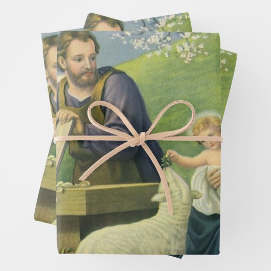 マリヤとベビー・イエスとのヨセフのワークショップ ラッピングペーパーシート (インサイチュ)