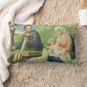 マリヤとベビー・イエスとのヨセフのワークショップ ランバークッション (ブランケット)