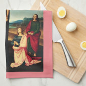 マリヤと十字架につけられたヴァージン キッチンタオル (四つ折り)