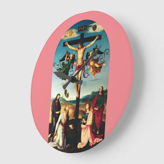 マリヤと十字架につけられたヴァージン ラージ壁時計 (傾斜)